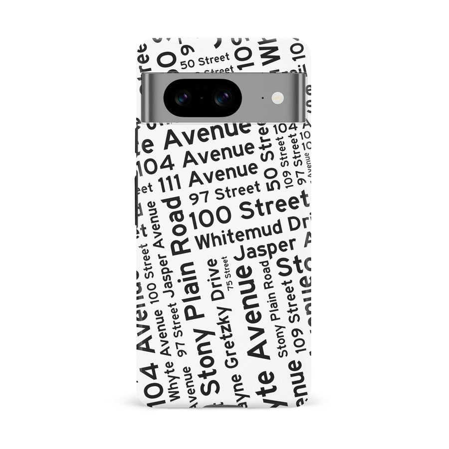 Google Pixel 8 Edmonton Street Names Canadiana Phone Case - White