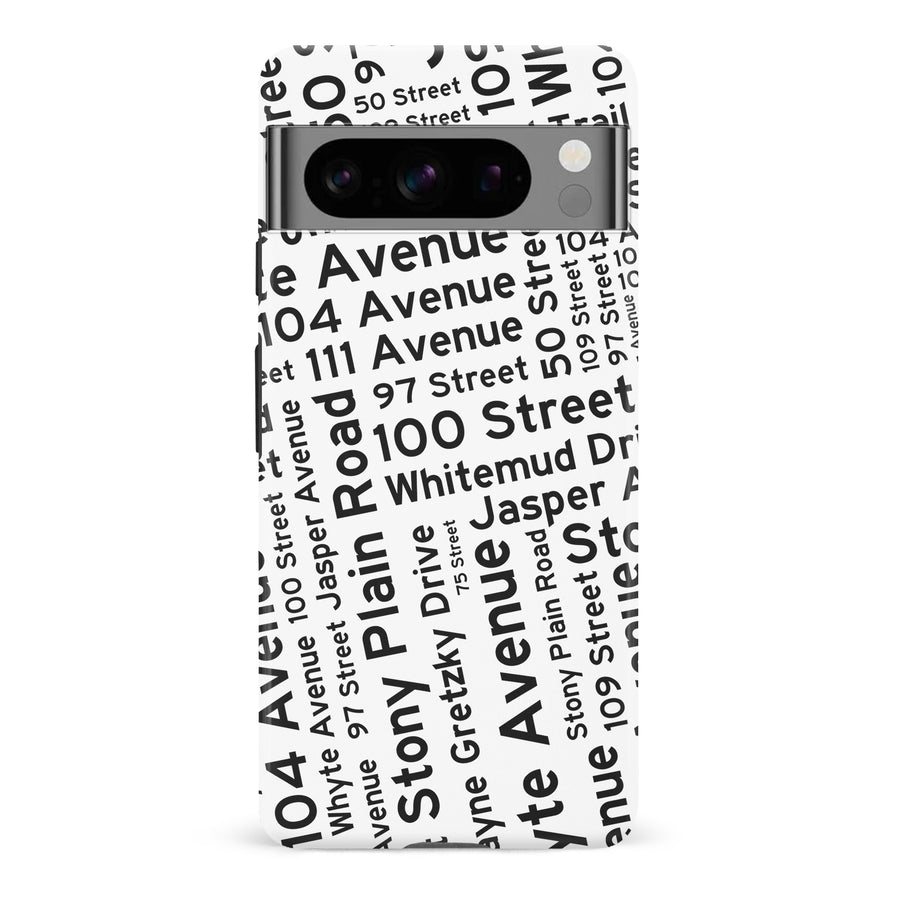 Google Pixel 8 Pro Edmonton Street Names Canadiana Phone Case - White