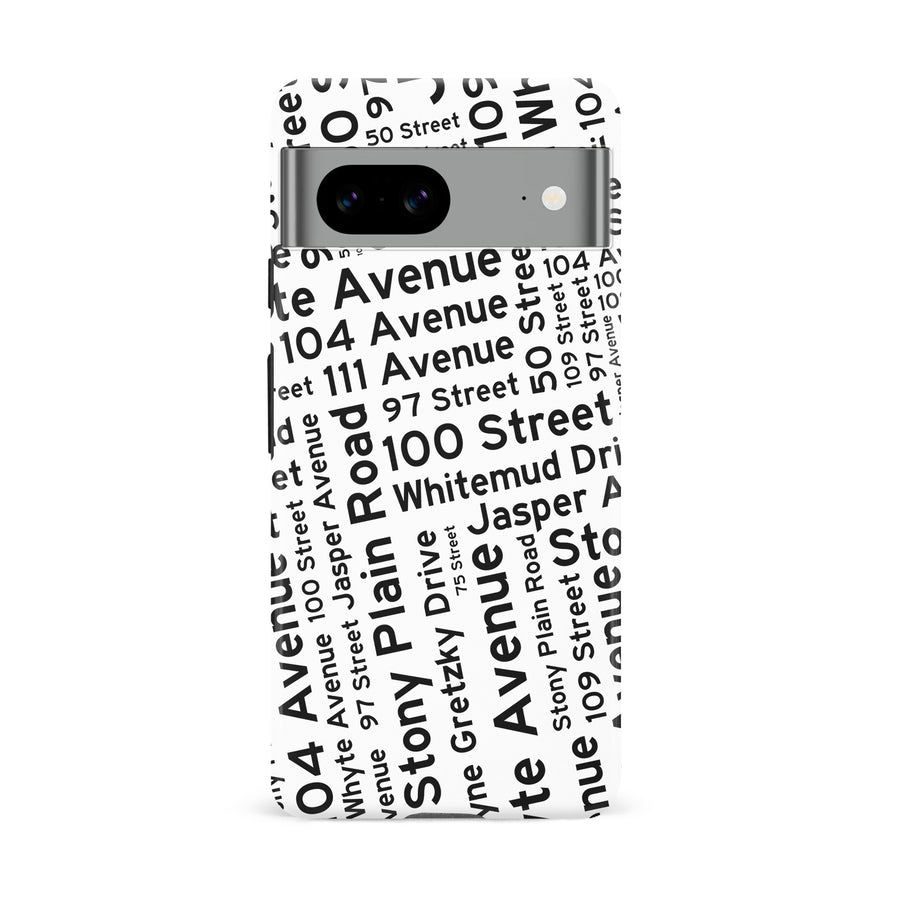 Google Pixel 8A Edmonton Street Names Canadiana Phone Case - White