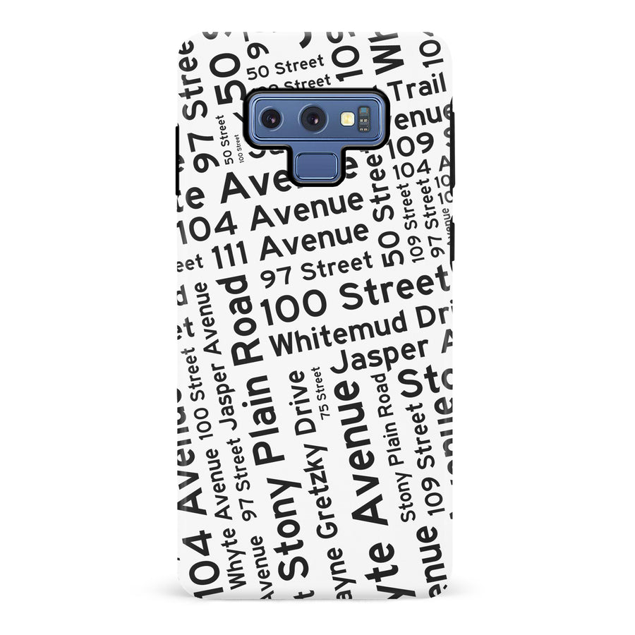 Samsung Galaxy Note 9 Edmonton Street Names Canadiana Phone Case - White