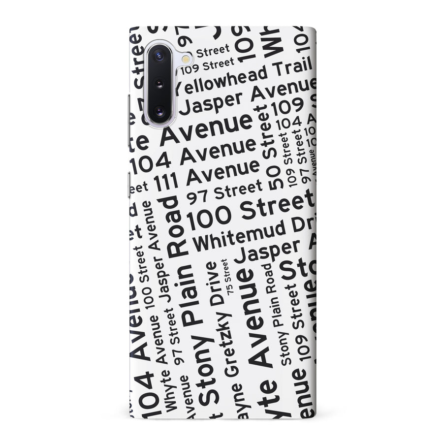 Samsung Galaxy Note 10 Edmonton Street Names Canadiana Phone Case - White