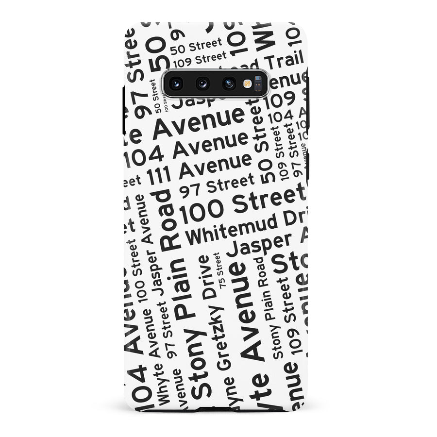 Samsung Galaxy S10 Edmonton Street Names Canadiana Phone Case - White