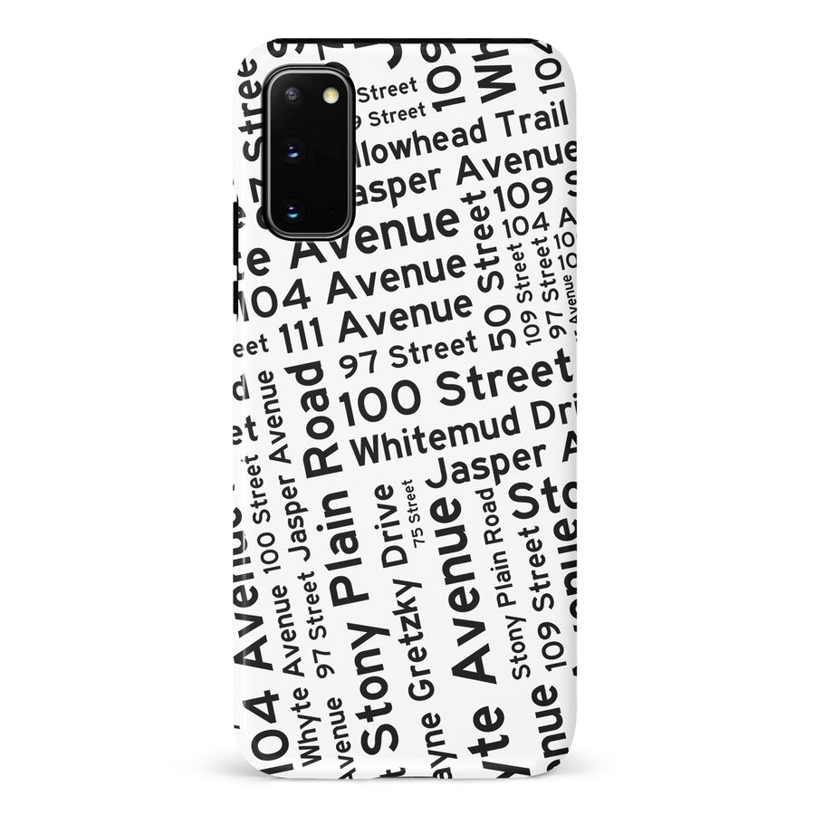 Samsung Galaxy S20 Edmonton Street Names Canadiana Phone Case - White