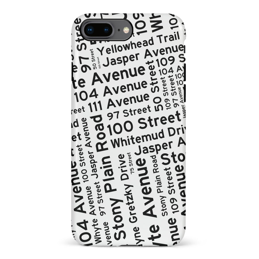 iPhone 8 Plus Edmonton Street Names Canadiana Phone Case - White