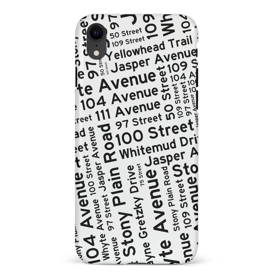 iPhone XR Edmonton Street Names Canadiana Phone Case - White