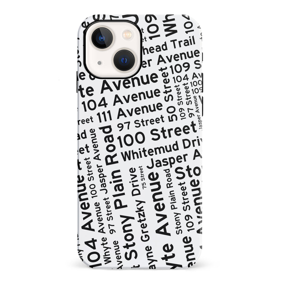 iPhone 13 Mini Edmonton Street Names Canadiana Phone Case - White