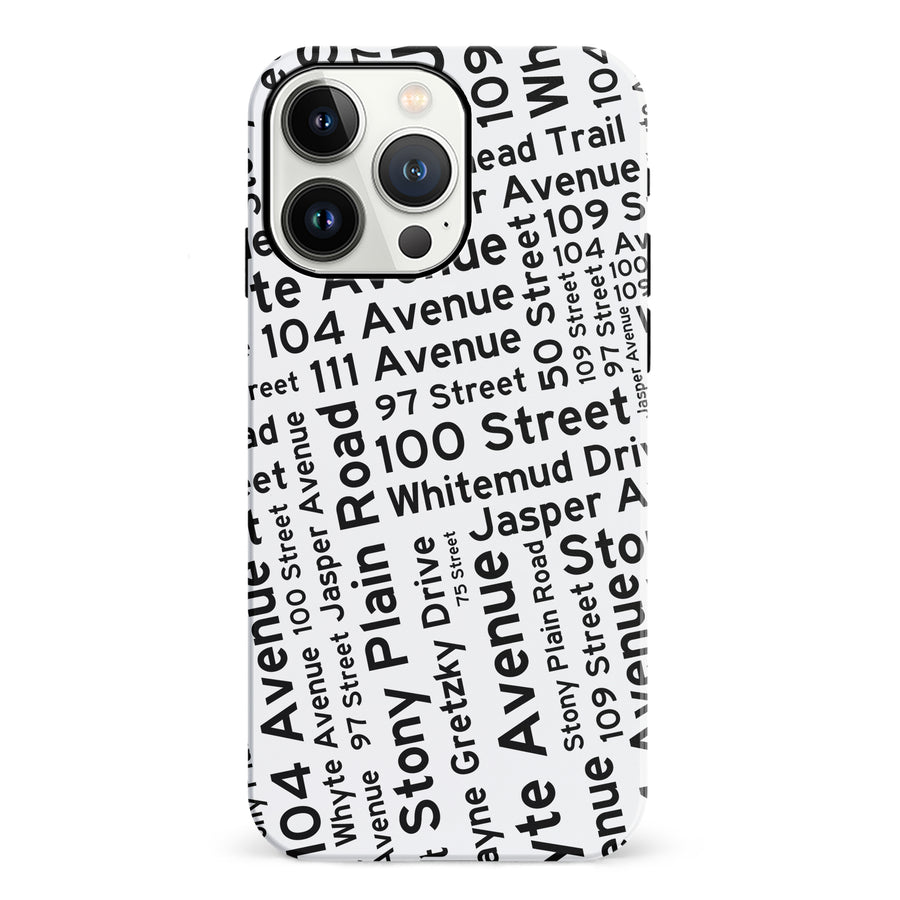 iPhone 13 Pro Edmonton Street Names Canadiana Phone Case - White