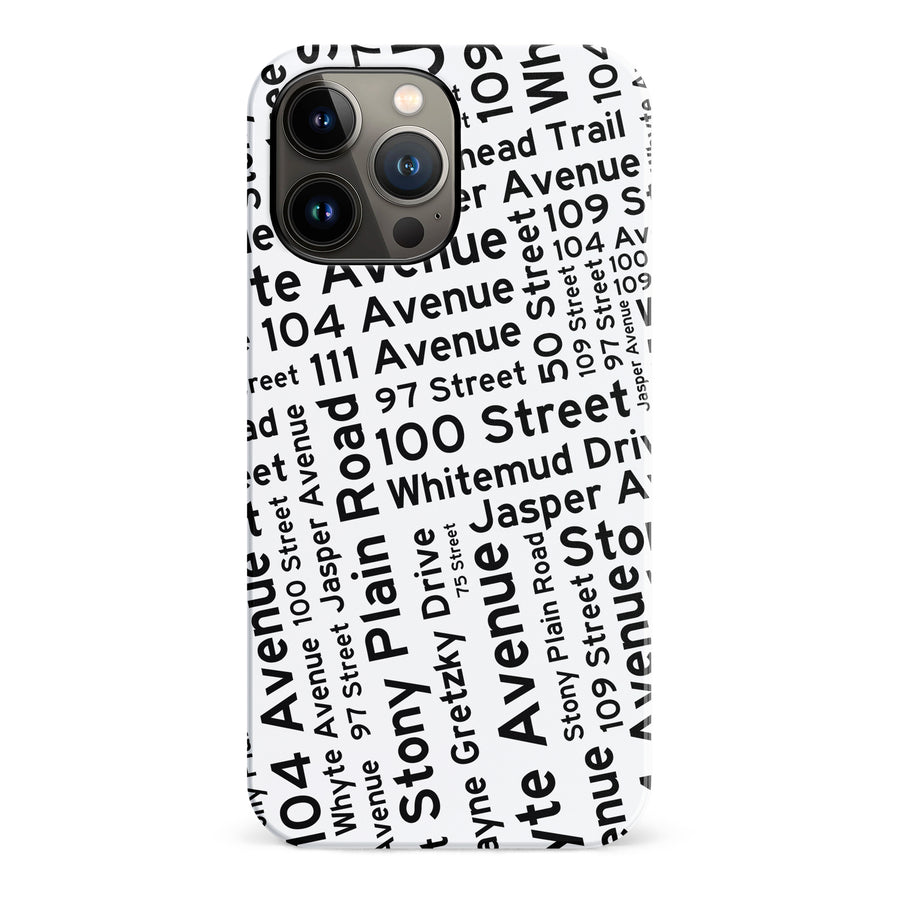iPhone 13 Pro Max Edmonton Street Names Canadiana Phone Case - White