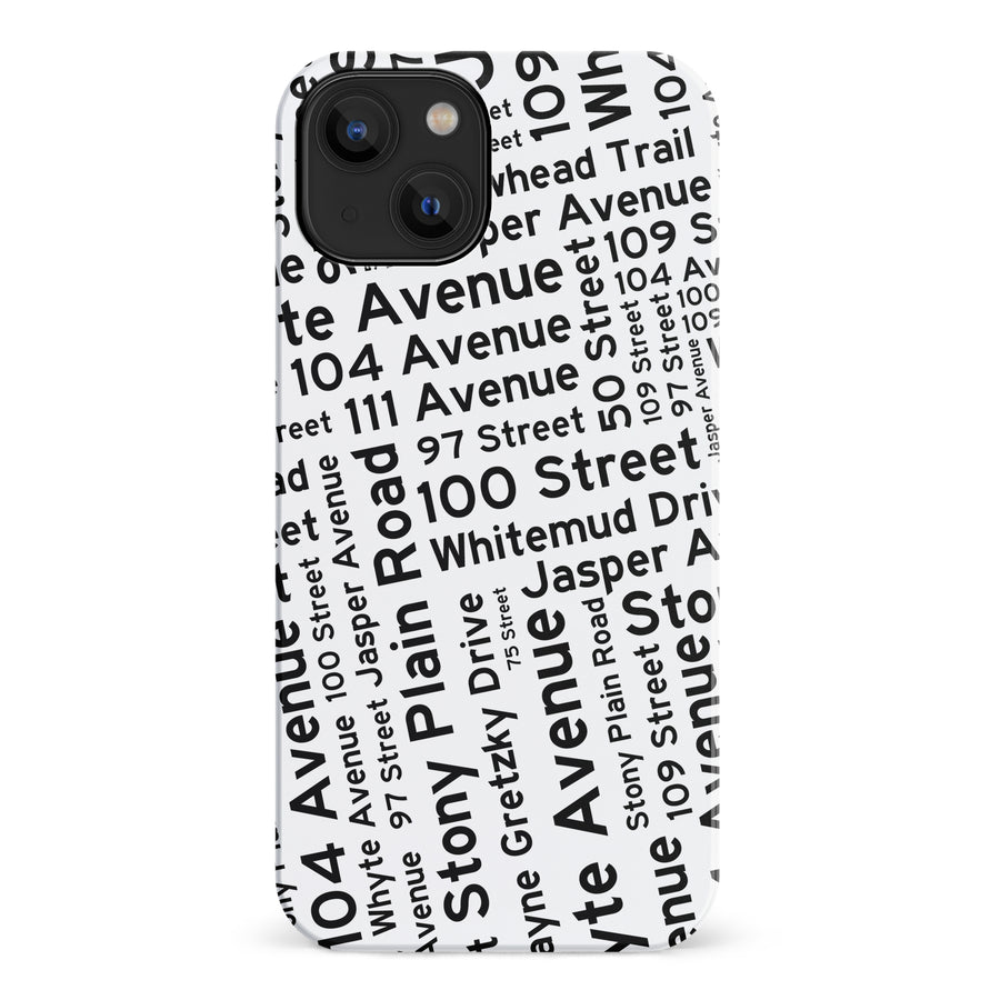 iPhone 14 Edmonton Street Names Canadiana Phone Case - White
