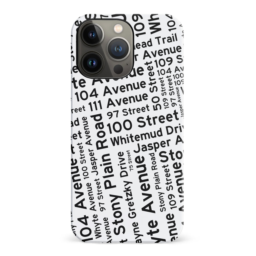 iPhone 14 Pro Edmonton Street Names Canadiana Phone Case - White