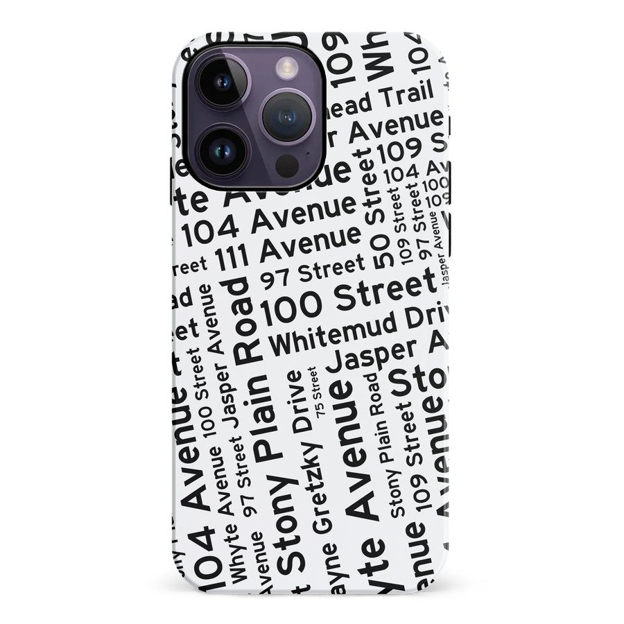 iPhone 14 Pro Max Edmonton Street Names Canadiana Phone Case - White