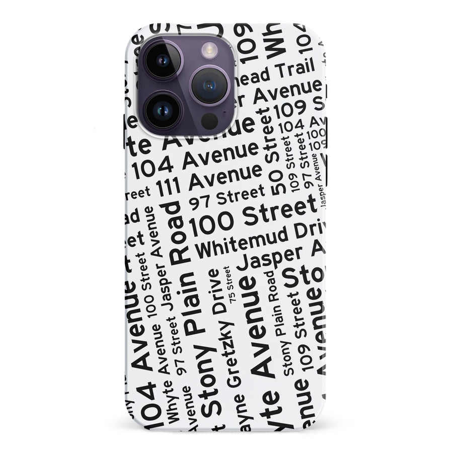 iPhone 15 Pro Edmonton Street Names Canadiana Phone Case - White