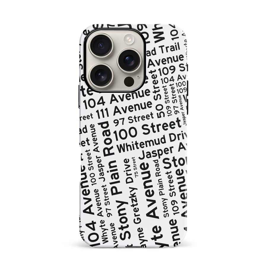 iPhone 16 Pro Edmonton Street Names Canadiana Phone Case - White