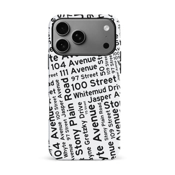 iPhone 17 Pro Max Edmonton Street Names Canadiana Phone Case White