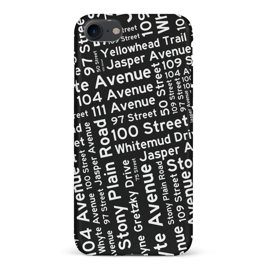 iPhone 7/8/SE Edmonton Street Names Canadiana Phone Case - Black