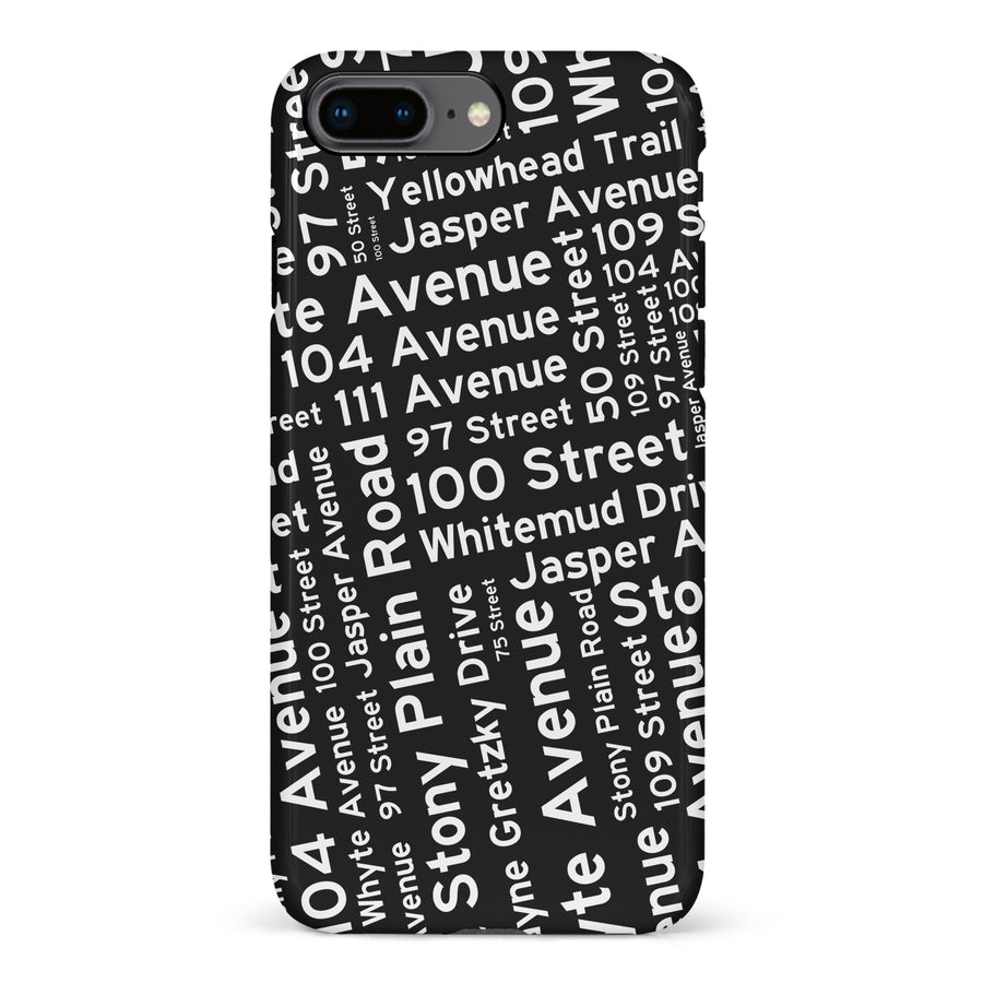 iPhone 8 Plus Edmonton Street Names Canadiana Phone Case - Black