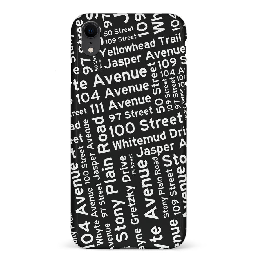 iPhone XR Edmonton Street Names Canadiana Phone Case - Black
