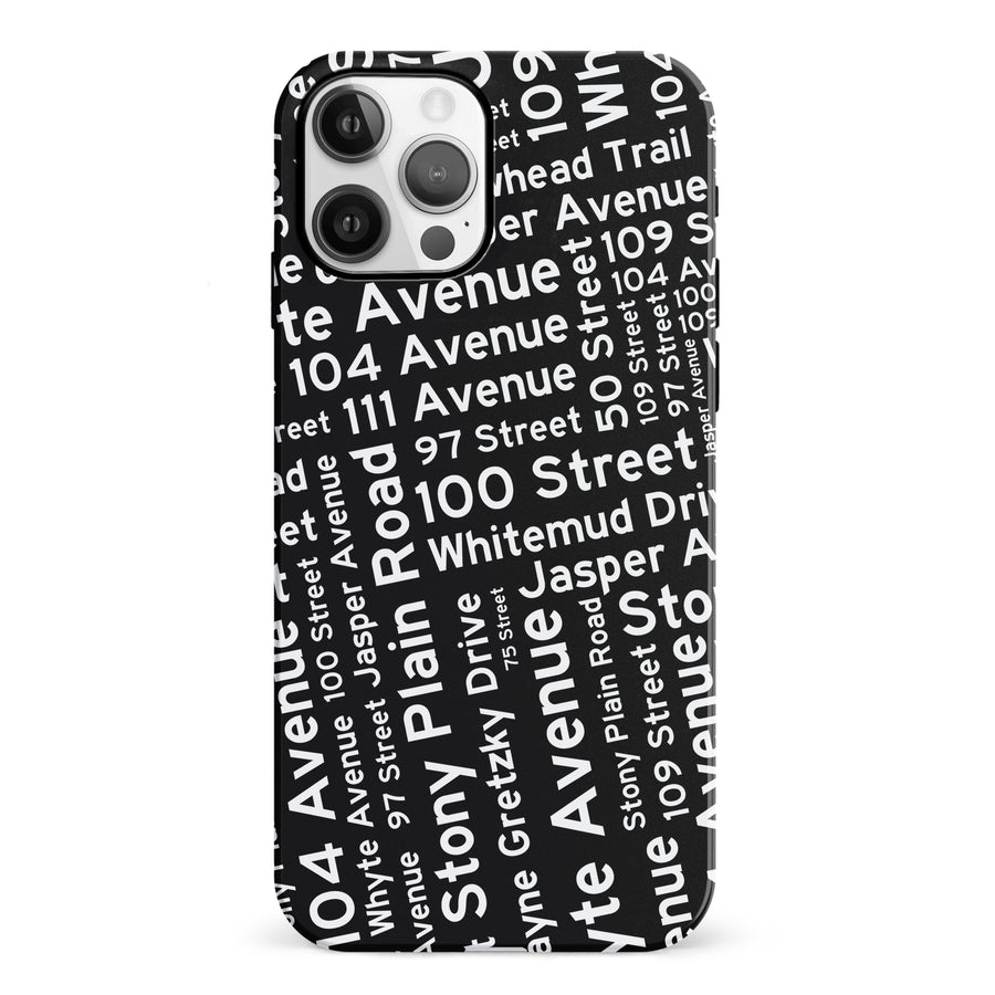 iPhone 12 Edmonton Street Names Canadiana Phone Case - Black