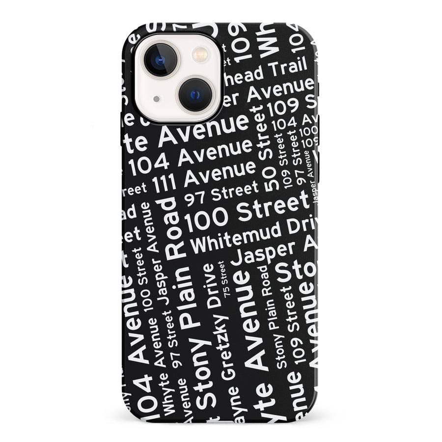 iPhone 13 Edmonton Street Names Canadiana Phone Case - Black