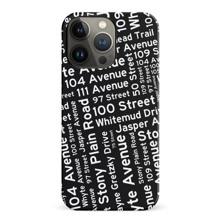 iPhone 14 Pro Edmonton Street Names Canadiana Phone Case - Black