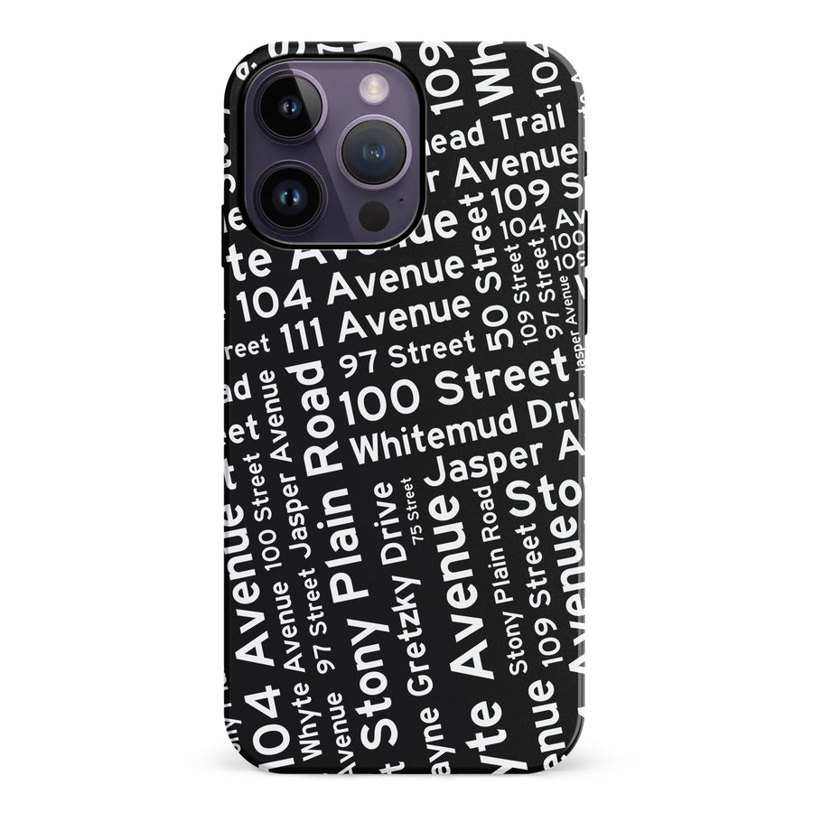 iPhone 14 Pro Max Edmonton Street Names Canadiana Phone Case - Black