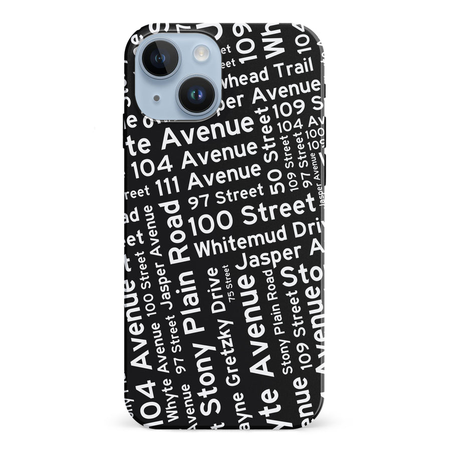 iPhone 15 Edmonton Street Names Canadiana Phone Case - Black