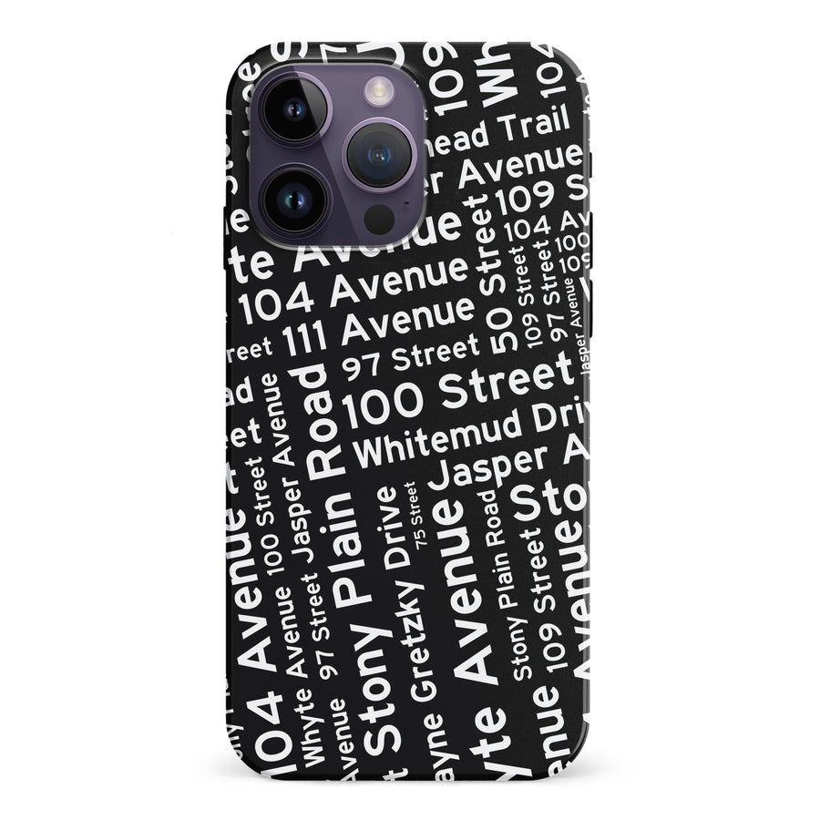 iPhone 15 Pro Edmonton Street Names Canadiana Phone Case - Black
