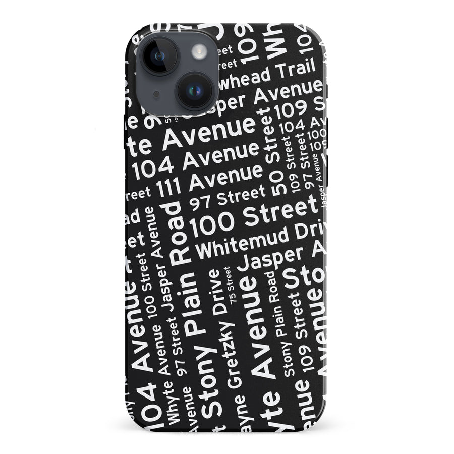 iPhone 15 Plus Edmonton Street Names Canadiana Phone Case - Black