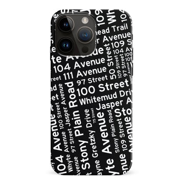 iPhone 15 Pro Max Edmonton Street Names Canadiana Phone Case - Black