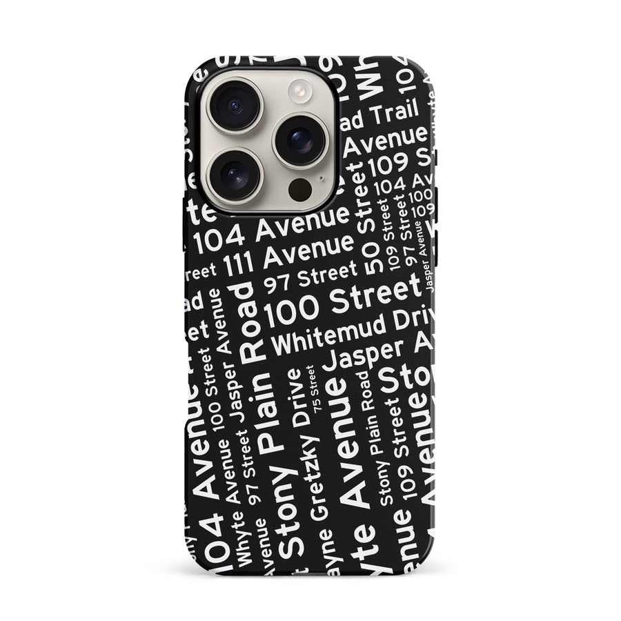 iPhone 16 Pro Edmonton Street Names Canadiana Phone Case - Black