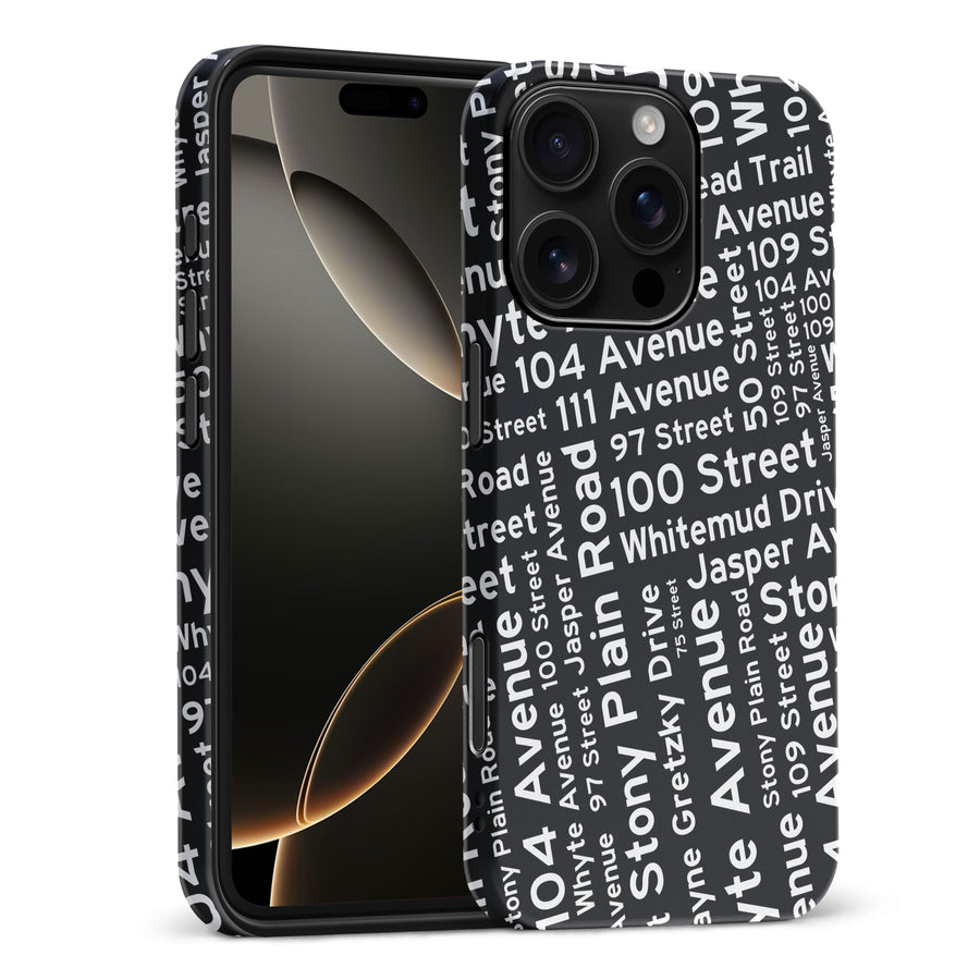 iPhone 16 Pro Max Edmonton Street Names Canadiana Phone Case - Black