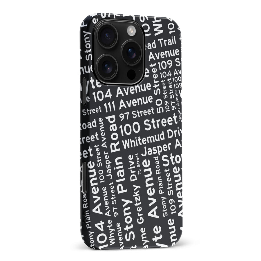 iPhone 16 Pro Max Edmonton Street Names Canadiana Phone Case - Black