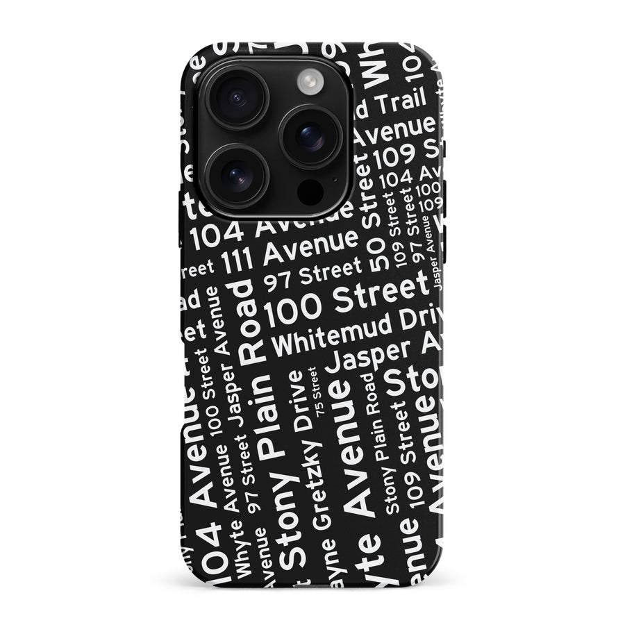 iPhone 16 Pro Max Edmonton Street Names Canadiana Phone Case - Black