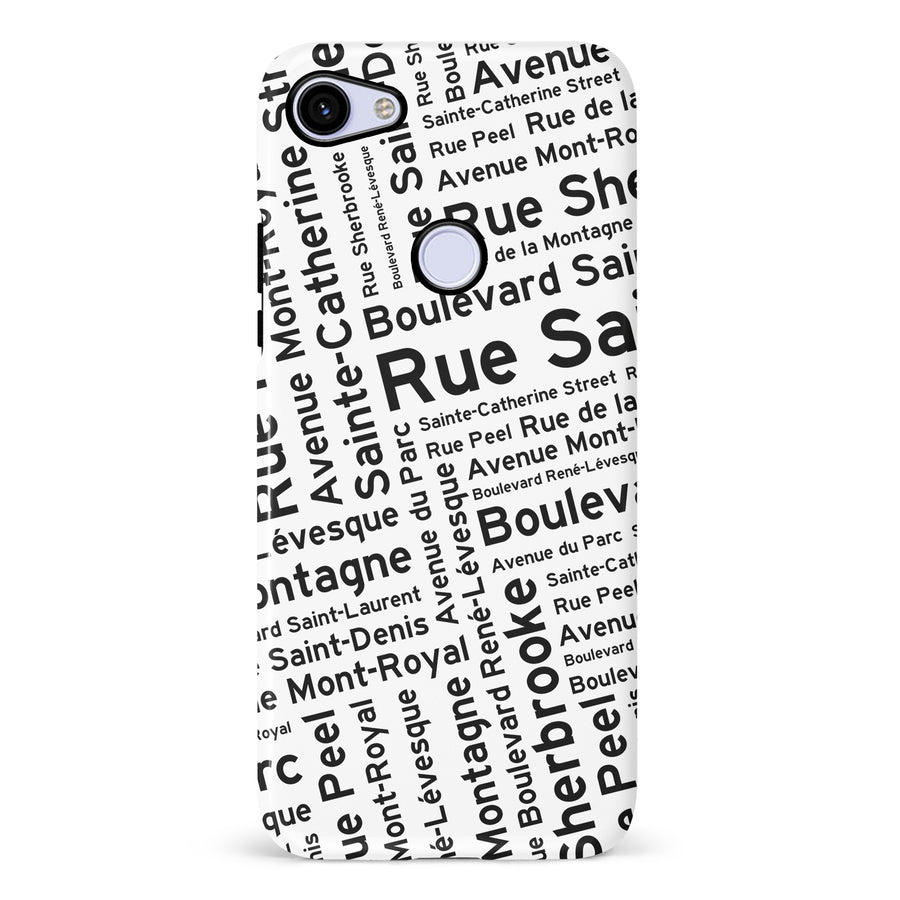 Google Pixel 3A Montreal Street Names Canadiana Phone Case - White