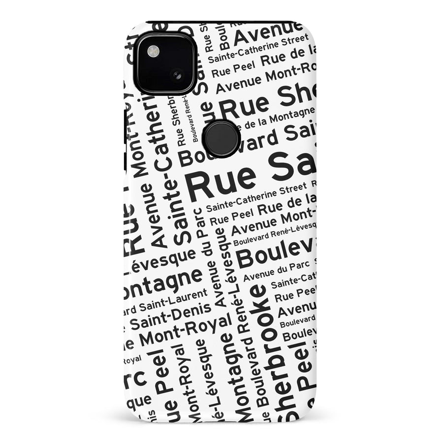 Google Pixel 4A Montreal Street Names Canadiana Phone Case - White