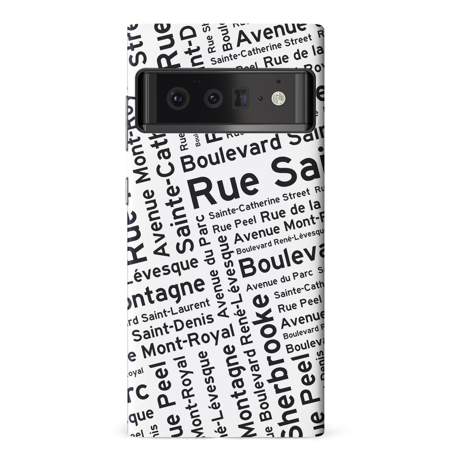 Google Pixel 6 Pro Montreal Street Names Canadiana Phone Case - White