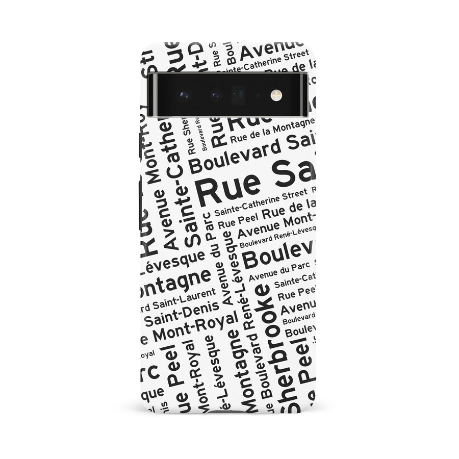 Google Pixel 6A Montreal Street Names Canadiana Phone Case - White