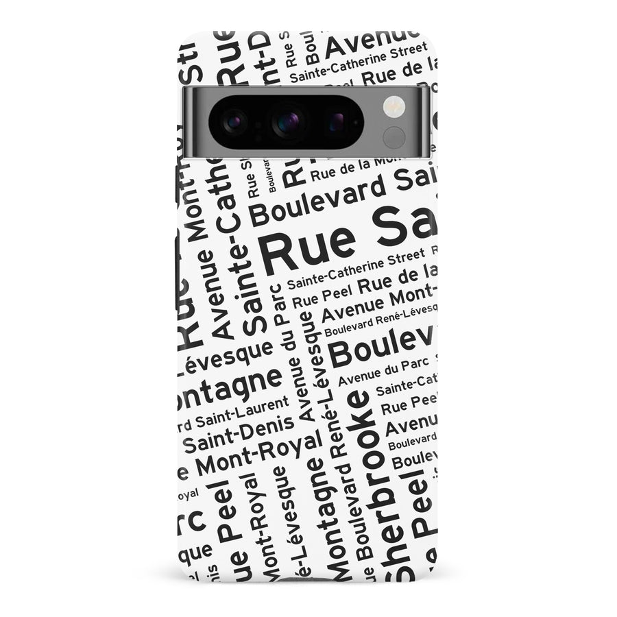 Google Pixel 8 Pro Montreal Street Names Canadiana Phone Case - White