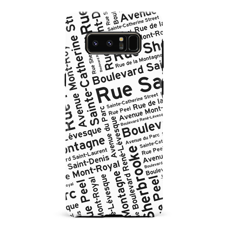 Samsung Galaxy Note 8 Montreal Street Names Canadiana Phone Case - White