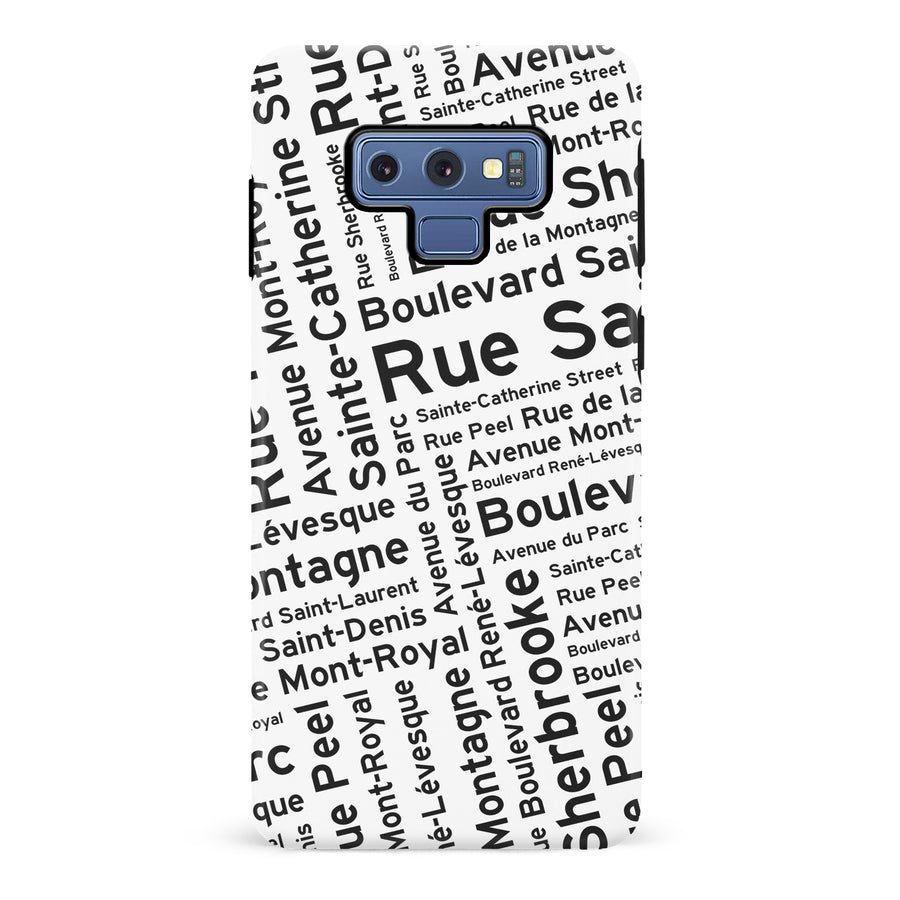 Samsung Galaxy Note 9 Montreal Street Names Canadiana Phone Case - White