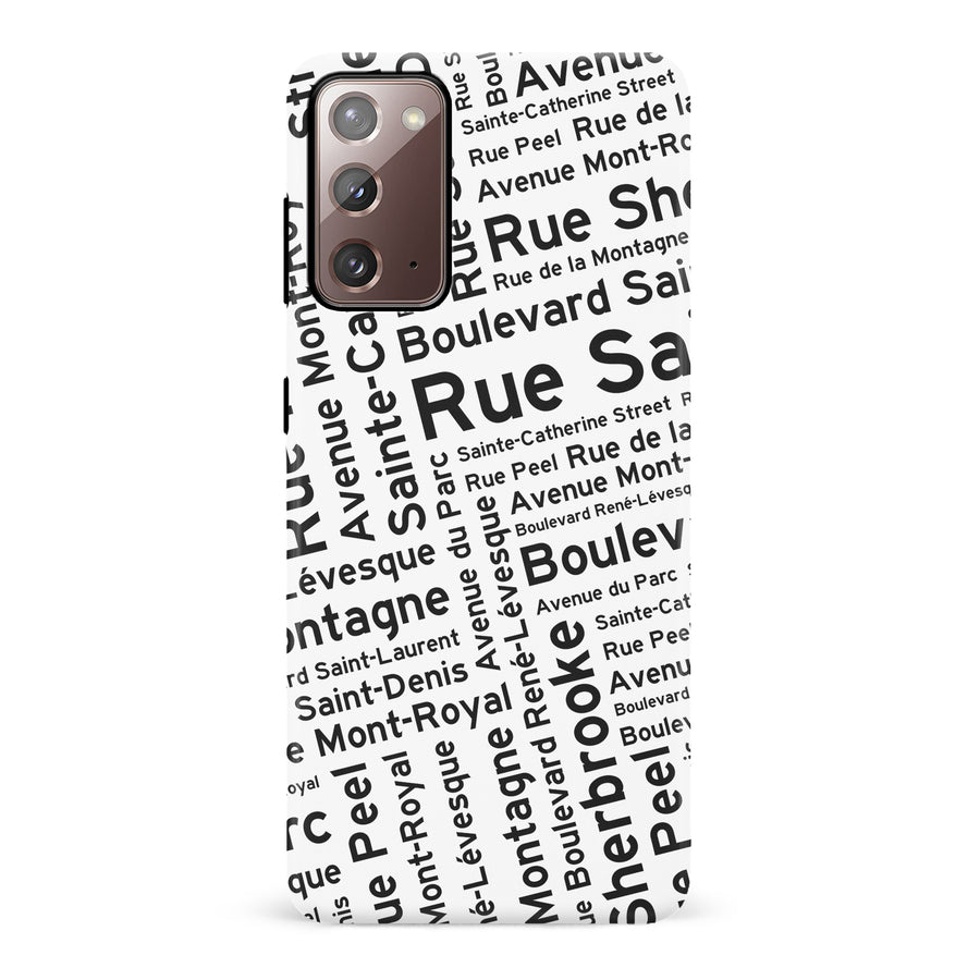 Samsung Galaxy Note 20 Montreal Street Names Canadiana Phone Case - White