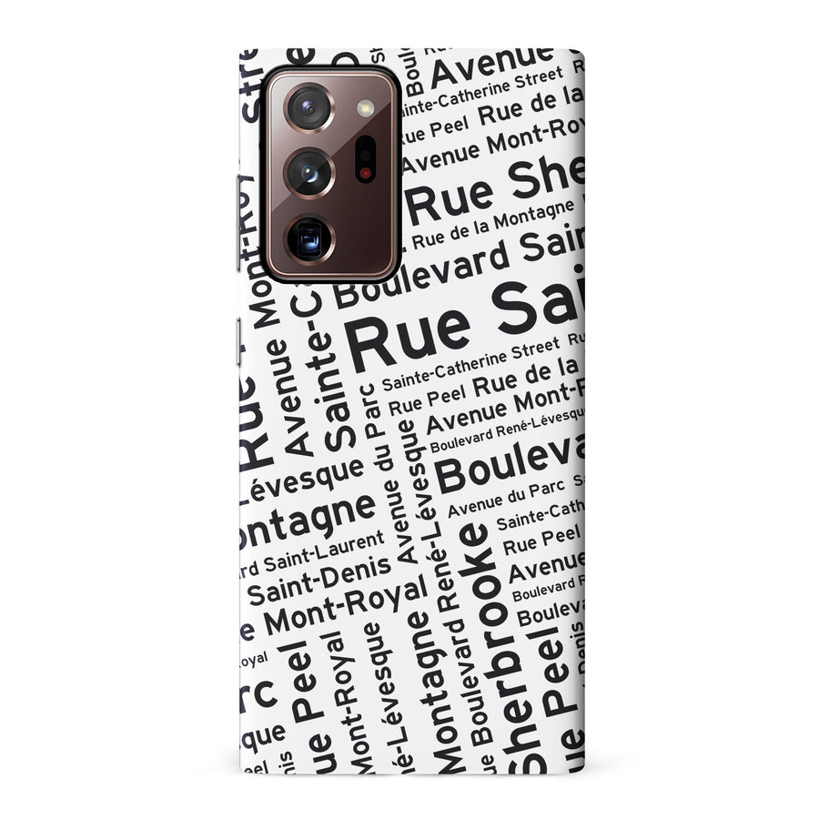 Samsung Galaxy Note 20 Ultra Montreal Street Names Canadiana Phone Case - White