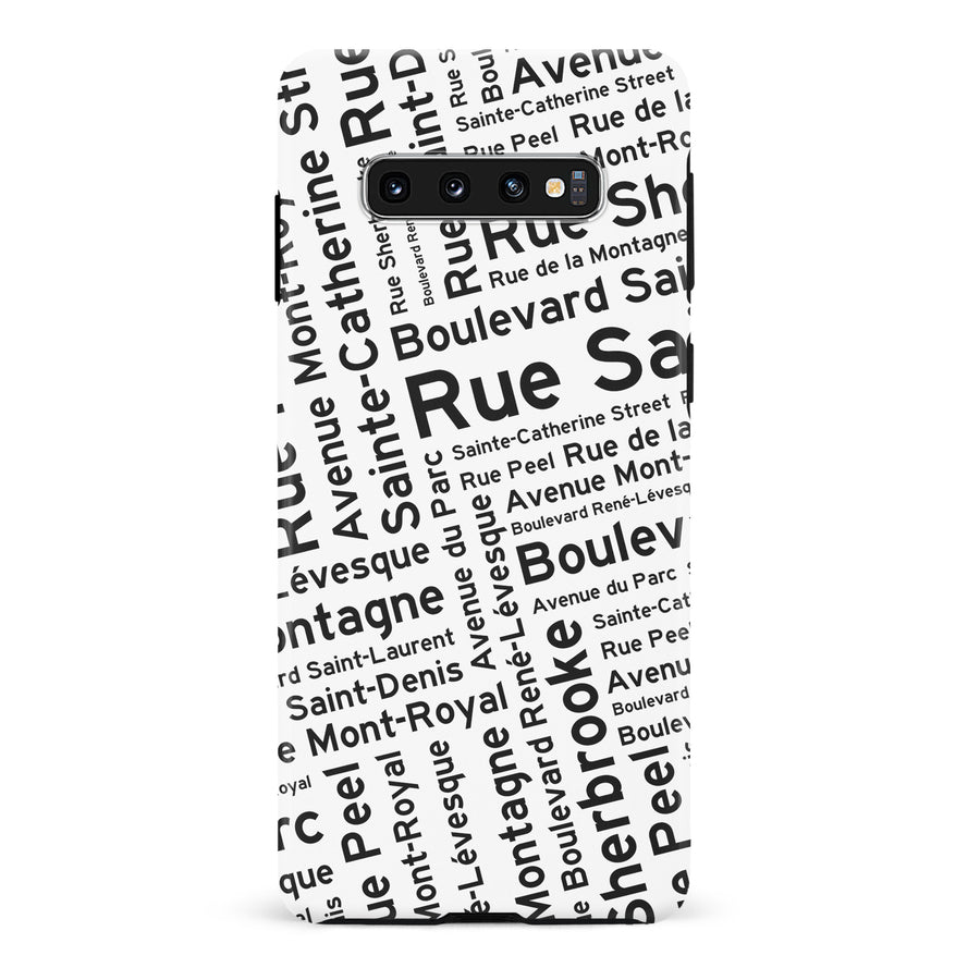 Samsung Galaxy S10 Montreal Street Names Canadiana Phone Case - White
