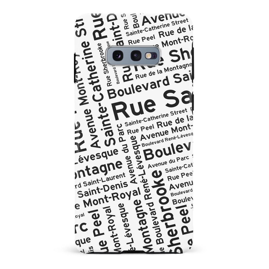 Samsung Galaxy S10e Montreal Street Names Canadiana Phone Case - White