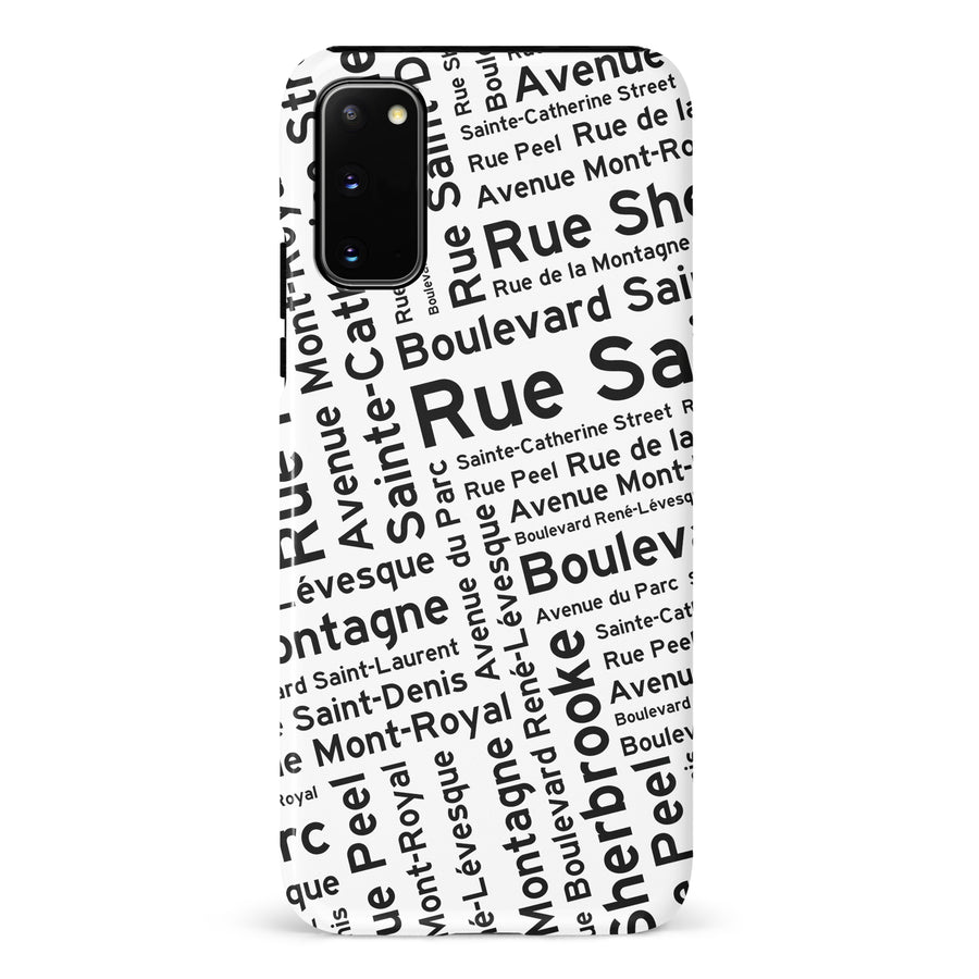 Samsung Galaxy S20 Montreal Street Names Canadiana Phone Case - White