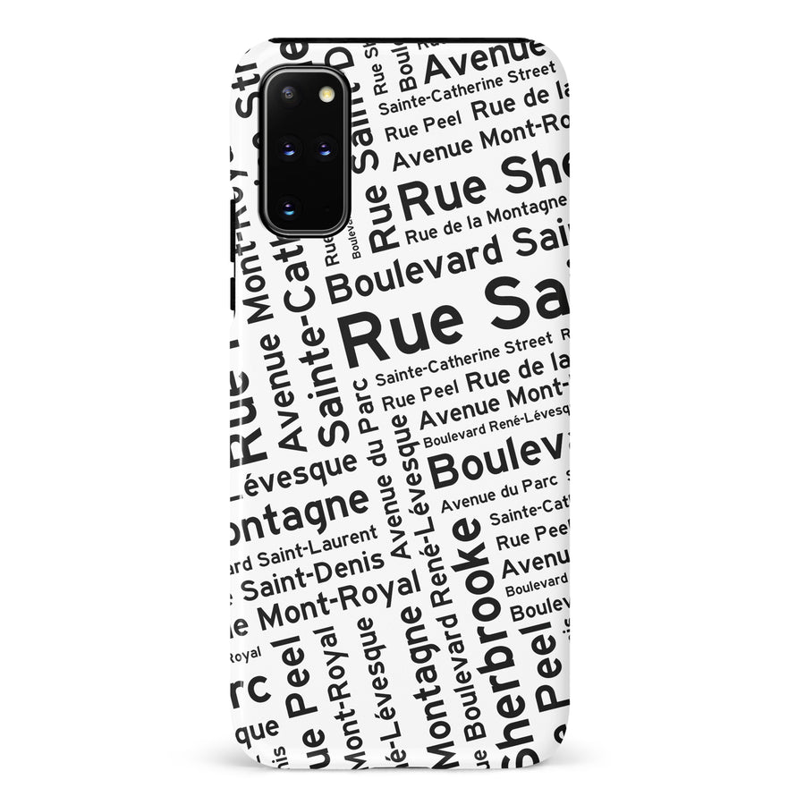Samsung Galaxy S20 Plus Montreal Street Names Canadiana Phone Case - White