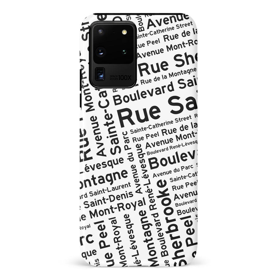 Samsung Galaxy S20 Ultra Montreal Street Names Canadiana Phone Case - White