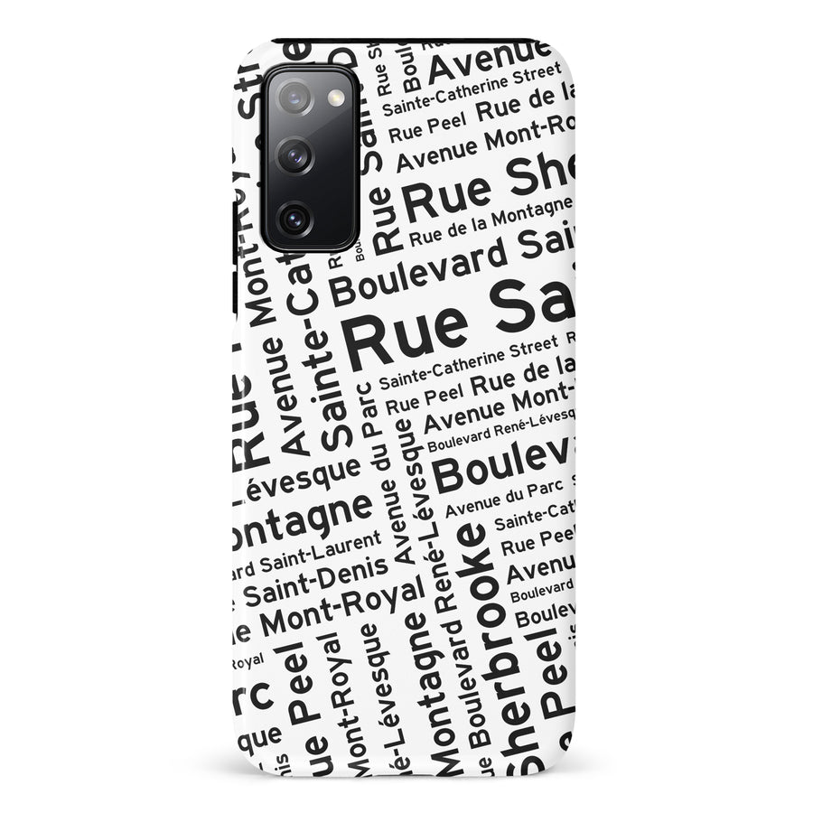 Samsung Galaxy S20 FE Montreal Street Names Canadiana Phone Case - White