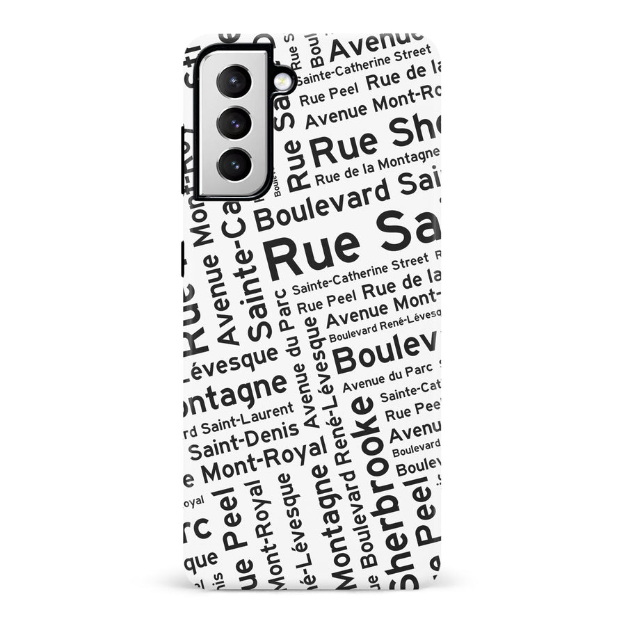 Samsung Galaxy S21 Montreal Street Names Canadiana Phone Case - White
