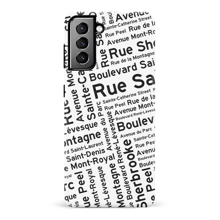 Samsung Galaxy S21 Plus Montreal Street Names Canadiana Phone Case - White